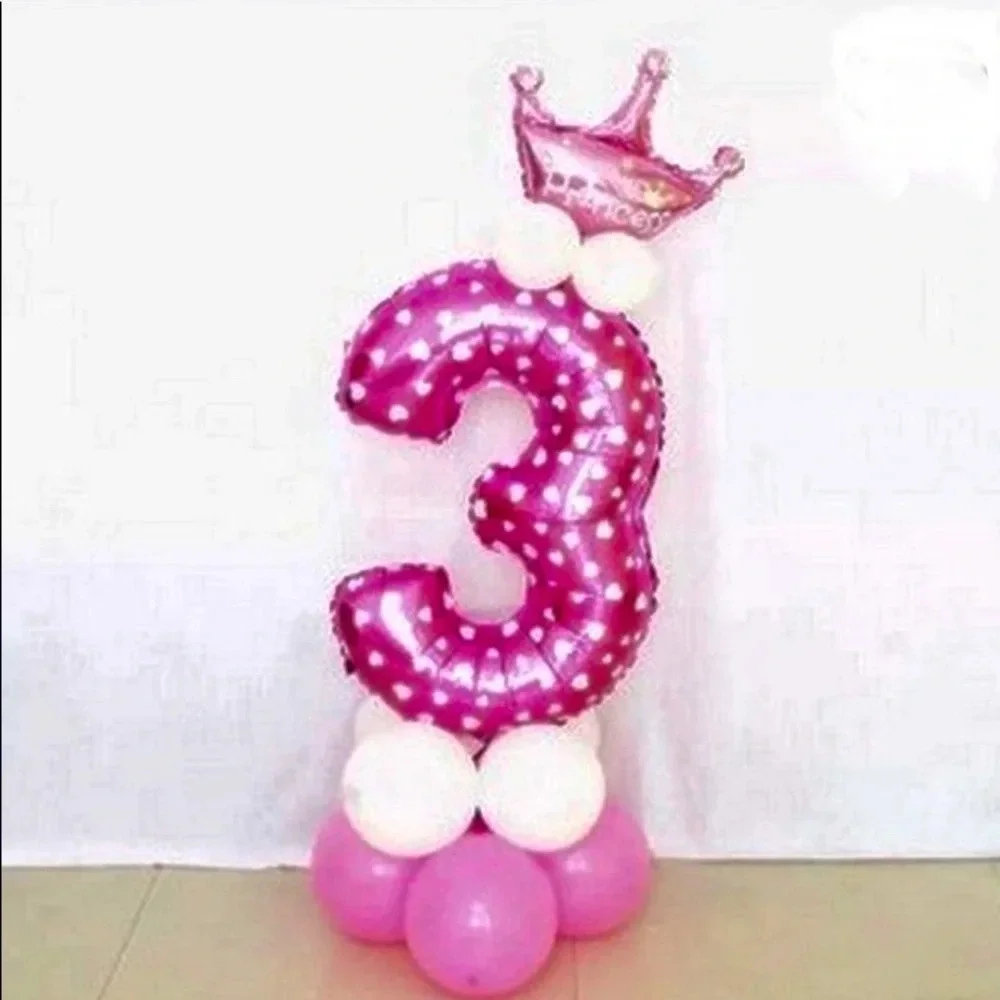 Happy Birthday Princess Crown and #3 Pink Balloon Display/Decoration